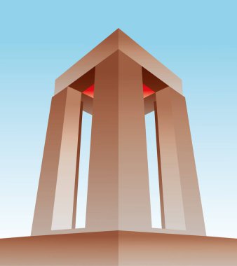 Anakkale Şehitleri Anıtı boyunca vektör çalışmaları çizildi. Anakkale Savaşı için yapılmış bir anıt..