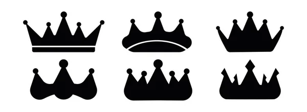 Icone Della Corona Regina Corone Lusso Reale Corona Principessa Tiara — Vettoriale Stock