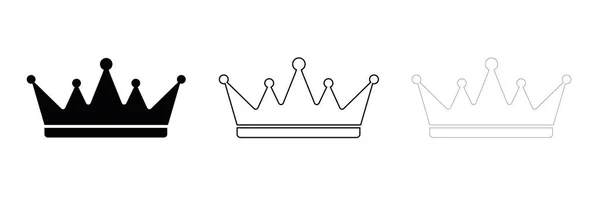 Modern Crown Silhouet Pictogram Ontwerp Template Moderne Kroon Verschillende Diktes — Stockvector