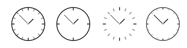 Set Icone Del Tempo Moderno Quattro Moderni Modelli Orologio Dello — Vettoriale Stock