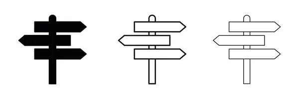 Conjunto Iconos Señalización Espesor Diferente Signos Carretera Modernos Siluetas Escritura — Vector de stock
