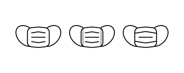 Простая Линия Маска Coronavirus Protection Related Vector Line Icons Набор — стоковый вектор