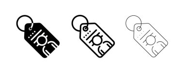 Etiket vektör simgesi. Bu simge üzerinde etiket olan bir kişinin sembolü. Düzenlenebilir alternatif satır. Etiket, web sitesi veya birinin etiket sembolü.