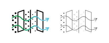Hava temizleyici filtre simgeleri. Hava arındırma filtresi için ikon. Düzenlenebilir satır şekilleri. Şablonlar, web tasarımı, logo ve bilgi grafikleri için basit çizgi Hava Temizleyici simgesi.