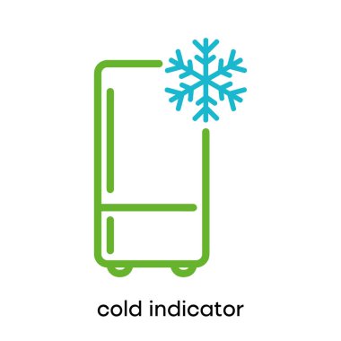 Refrigerator cold, icing and air conditioning icon. Cold indicator. This symbol is the symbol of the refrigerator. Colorful refrigerator button icon. Editable Stroke. Logo, web and app.