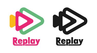 Replay logo design. Video surveillance site logo and icon design. arrow-marked replay. Vector abstract arrow logo, isolated icon. Play web icon modern. clipart