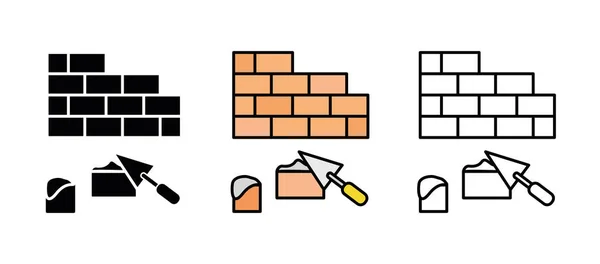 Masonry Brick Trowel Construction Icon Set Engineering Icon Art Vector — Stock Vector