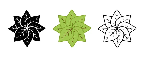 기하학적 모양의 허브와 아이콘 과같은 기호를 가지고 Leaf 편도선은 편도선이다 — 스톡 벡터