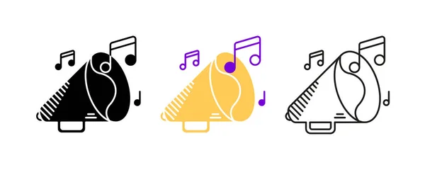 Speaker Musical Notes Icon Set Entertainment Music Icon Art Vector — Stock Vector