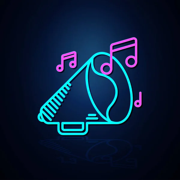 Neon Speaker Muzieknotenicoon Zien Duidelijk Uit Neon Lijn Icoon Entertainment — Stockvector
