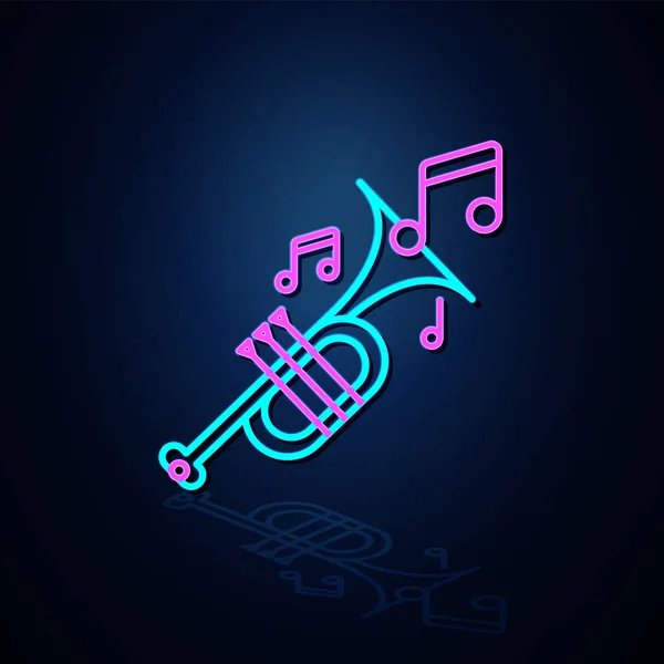 Neon Trumpet Note Icon Looks Clear Neon Line Icon Entertainment — Stock Vector