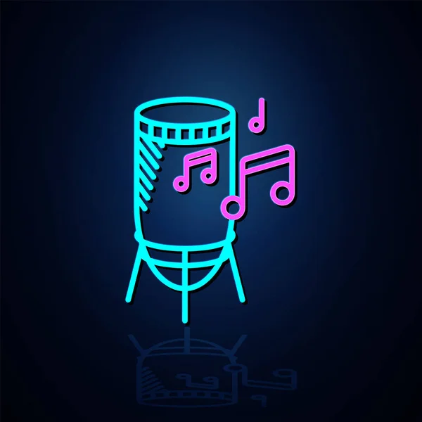 Neon Percussie Muziek Icoon Ingeschakeld Neon Lijn Icoon Entertainment Karaoke — Stockvector