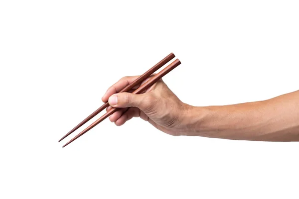 Hand Man Holding Chopsticks Isolated White Background — Stock Photo, Image