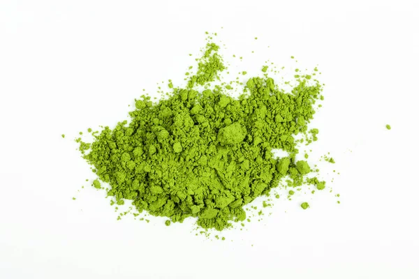 Grünes Matcha Teepulver Isoliert Auf Weißem Hintergrund — Stockfoto