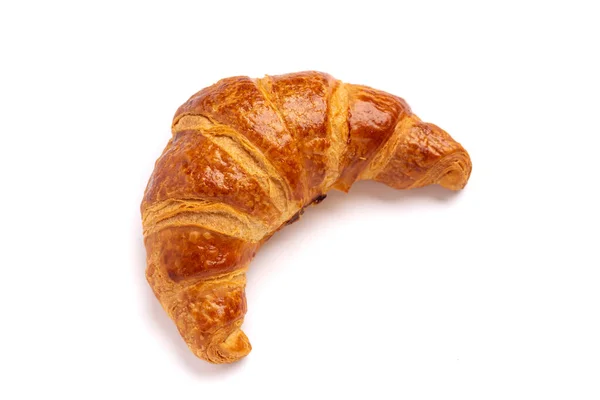 Delicioso Croissant Fresco Isolado Fundo Branco — Fotografia de Stock