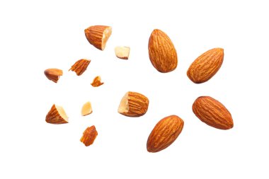 Bademler beyaz arka planda izole edilmiş. en üstteki görünüm