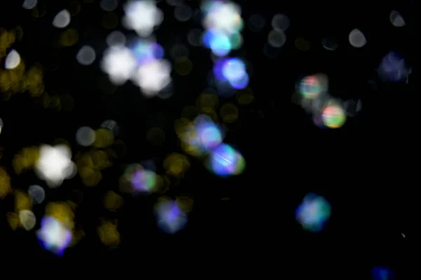 Luces Bokeh Amarillas Violetas Hermoso Fondo Navidad — Foto de Stock