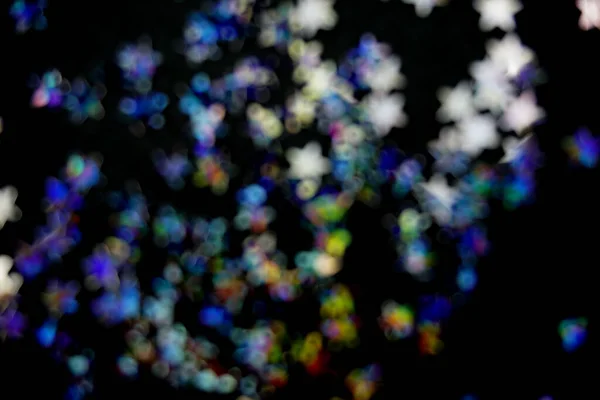 Luces Bokeh Amarillas Violetas Hermoso Fondo Navidad — Foto de Stock