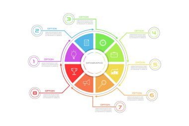 Modern iş çemberi bilgi diyagramı tasarımı, düz simgeler tasarımı.