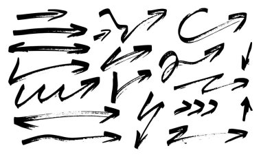 Bir çift el çizilmiş grunge okları. Vektör illüstrasyonu.