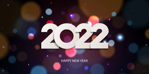 Boldog Évet 2022 Ben Ünnepi Üdvözlőkártya Tervezés Fehér Papír Számok — Stock Vector