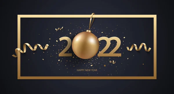 Feliz Año Nuevo 2022 Fondo Con Decoración Navidad Confeti — Vector de stock