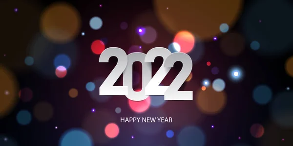 Šťastný Nový Rok2022 Design Přáníček Dovolenou Čísla Bílého Papíru Rozostřené — Stockový vektor
