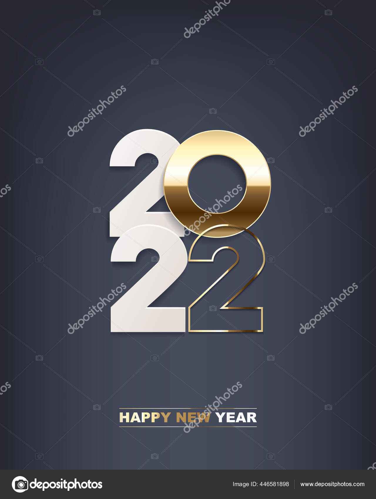 Happy New Year 2022 White Paper Numbers Golden Numbers Dark Stock Vector  Image by ©alexm83 #446581898