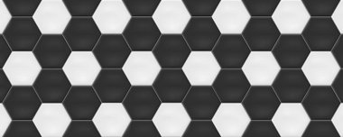 Beyaz ve siyah altıgen seramik fayanslar. Modern kusursuz desen, beyaz ve siyah altıgen seramik karoların kombinasyonu. 