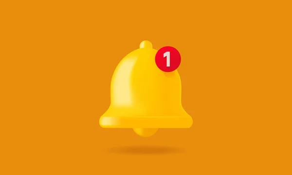 Icône Notification Isolée Sur Fond Orange Alerte Cloche Notification Jaune — Image vectorielle