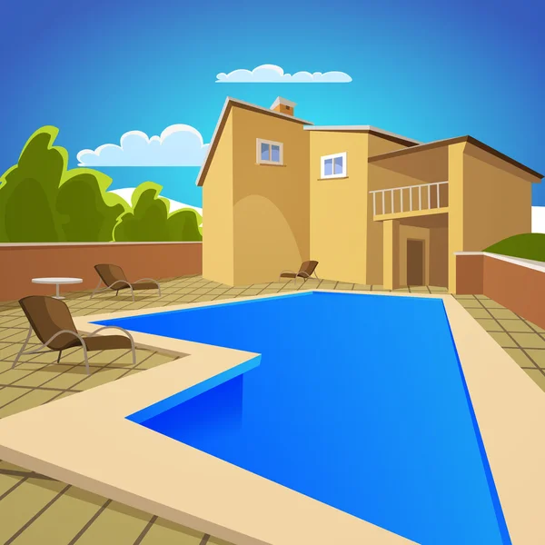 Maison avec piscine — Image vectorielle