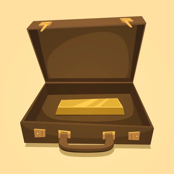 Suitcase with gold bullion — Stock Vector