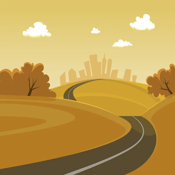 Camino a la ciudad — Vector de stock