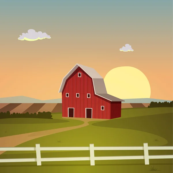 Piros farm pajta — Stock Vector