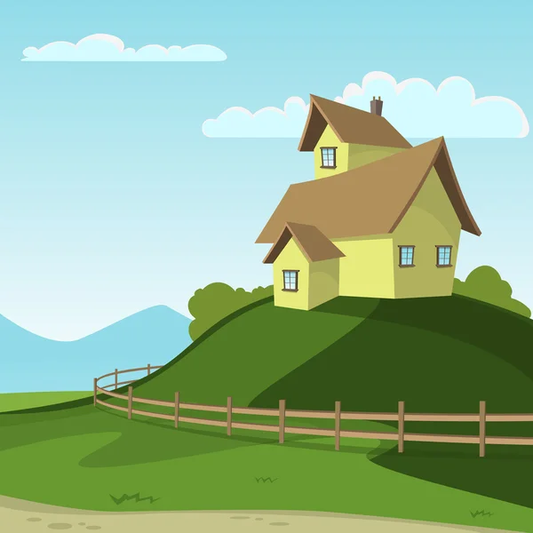 Paisaje con casa — Vector de stock