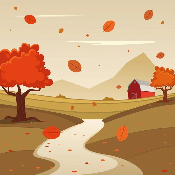 Paisaje de otoño granja — Vector de stock