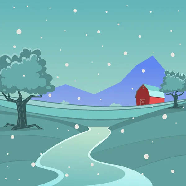 Boerderij winterlandschap — Stockvector