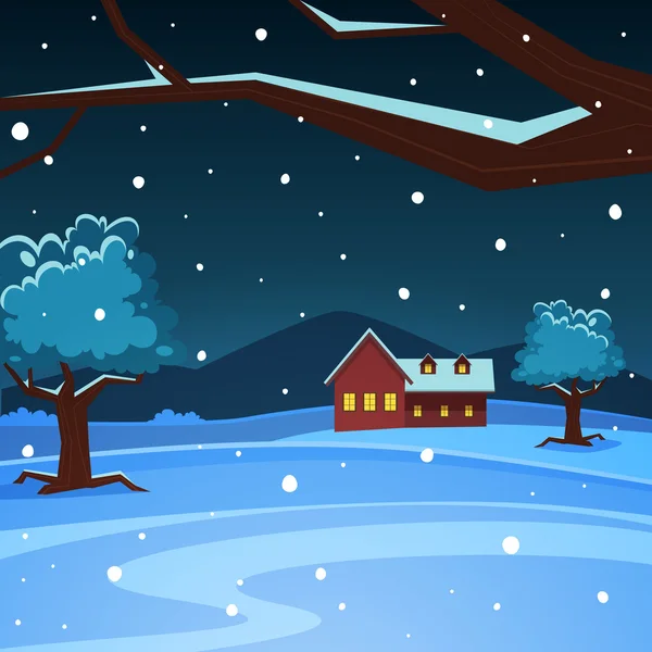 Noche invierno paisaje — Vector de stock