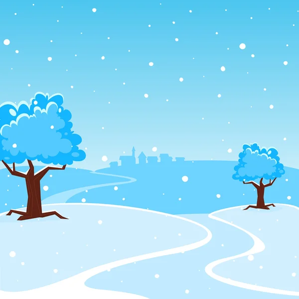 Winter Cartoon Landscape — Stock Vector