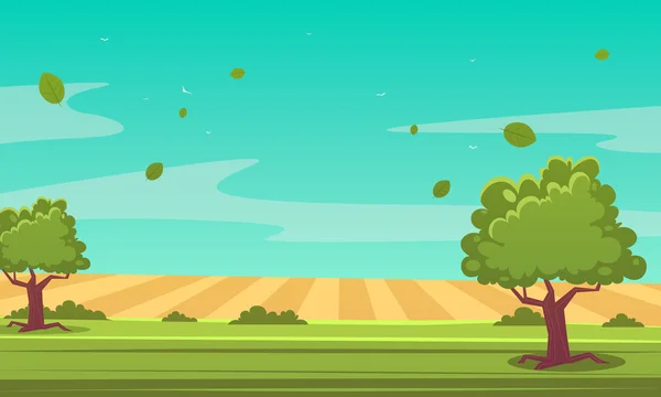 Dibujos animados verano paisaje — Vector de stock