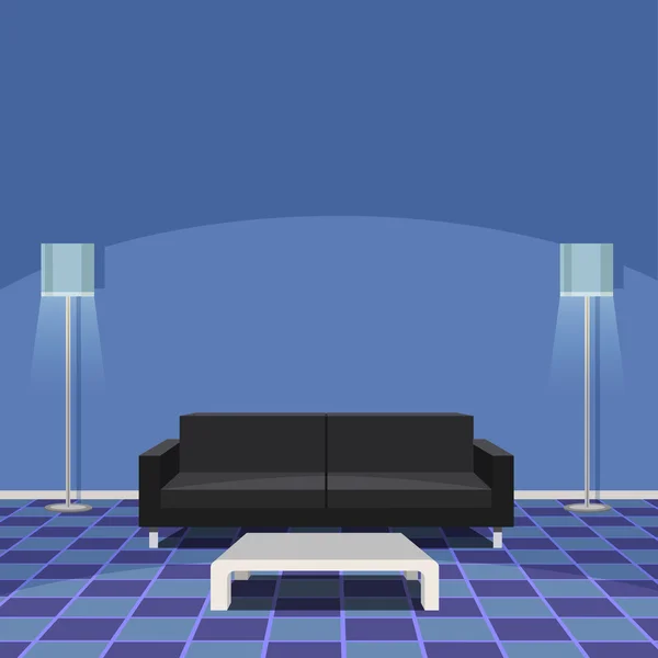 Modern oturma odası - mavi — Stok Vektör