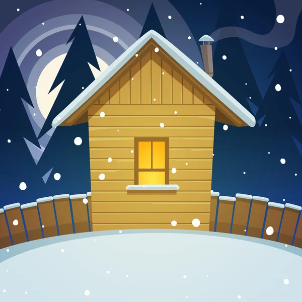 Casa de invierno — Vector de stock