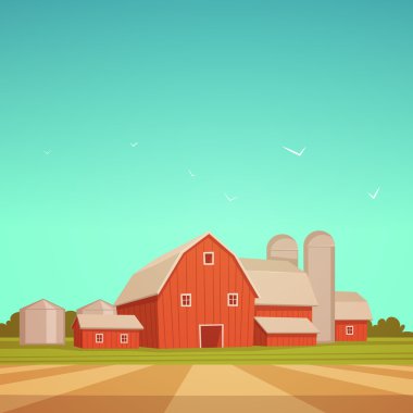 Kırmızı çiftlik barn