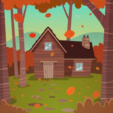 Cabin in woods clipart