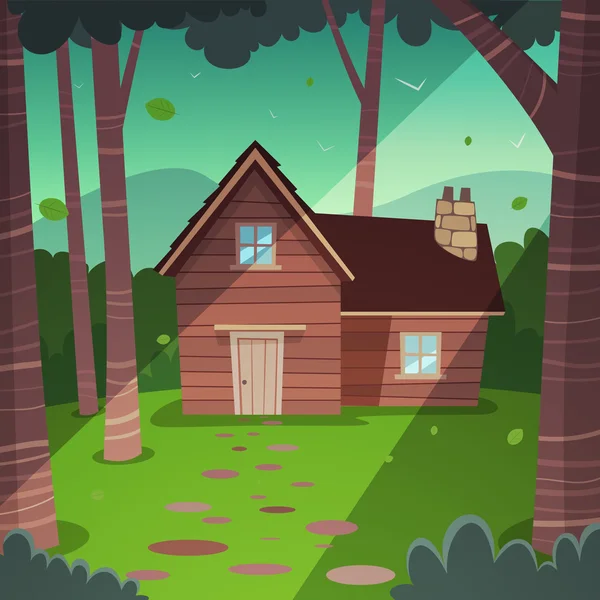 Cabaña en Woods — Vector de stock