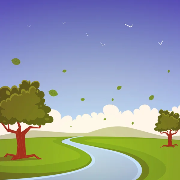 Paisaje de dibujos animados — Vector de stock