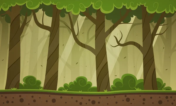 Bosque fondo de dibujos animados — Archivo Imágenes Vectoriales