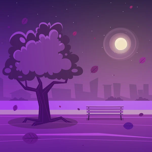 Parque nocturno — Vector de stock