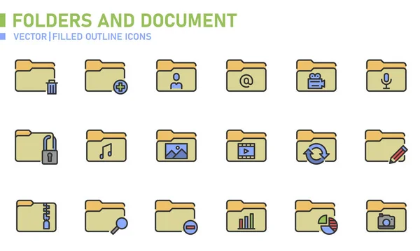 Folders Document Icons Website Application Printing Document Poster Design Etc — Vector de stock