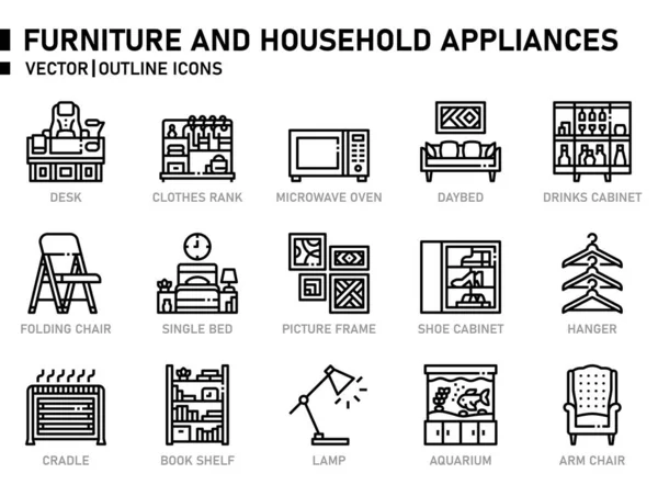 Мебель Бытовая Техника Иконка Вебсайта Приложения Печати Документа Дизайна Плаката — стоковый вектор